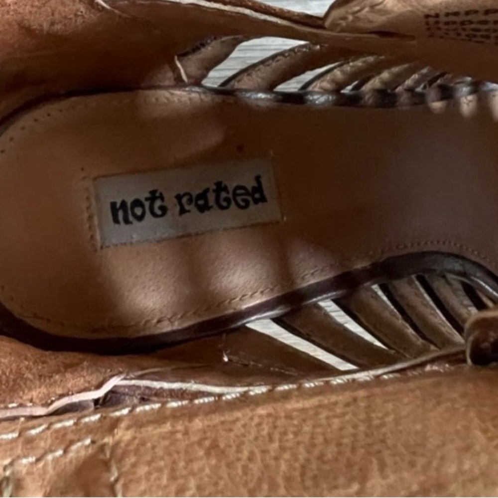 Faux  Leather Brown lace up heel with zipper in back. 2 1/2 “ heel, Size 9 - Picture 6 of 7